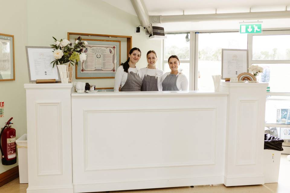 White wooden bar