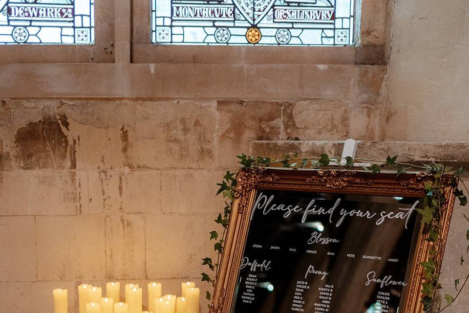 Table plan and candles