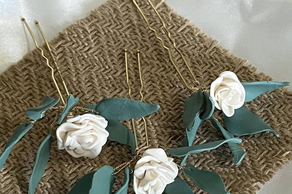 Handmade rose hairpins