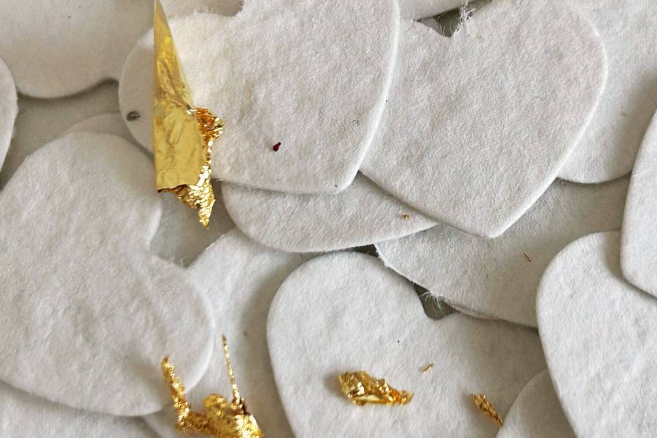 Gold and seeded hearts