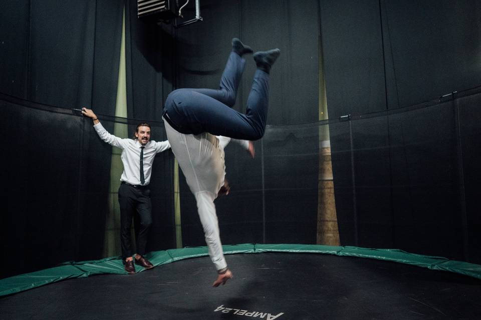 Indoor trampoline, of course