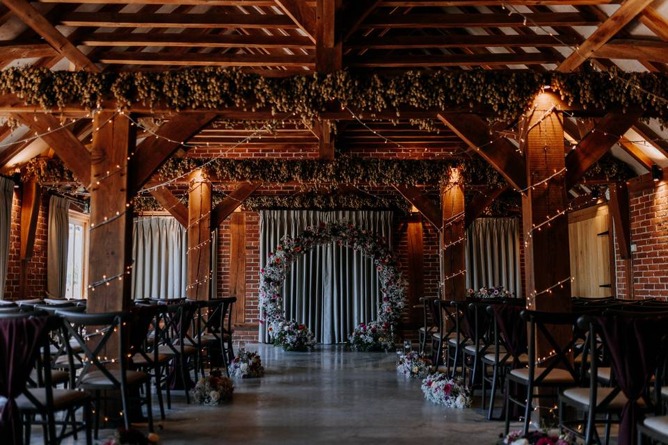 Barn wedding ceremony Kent