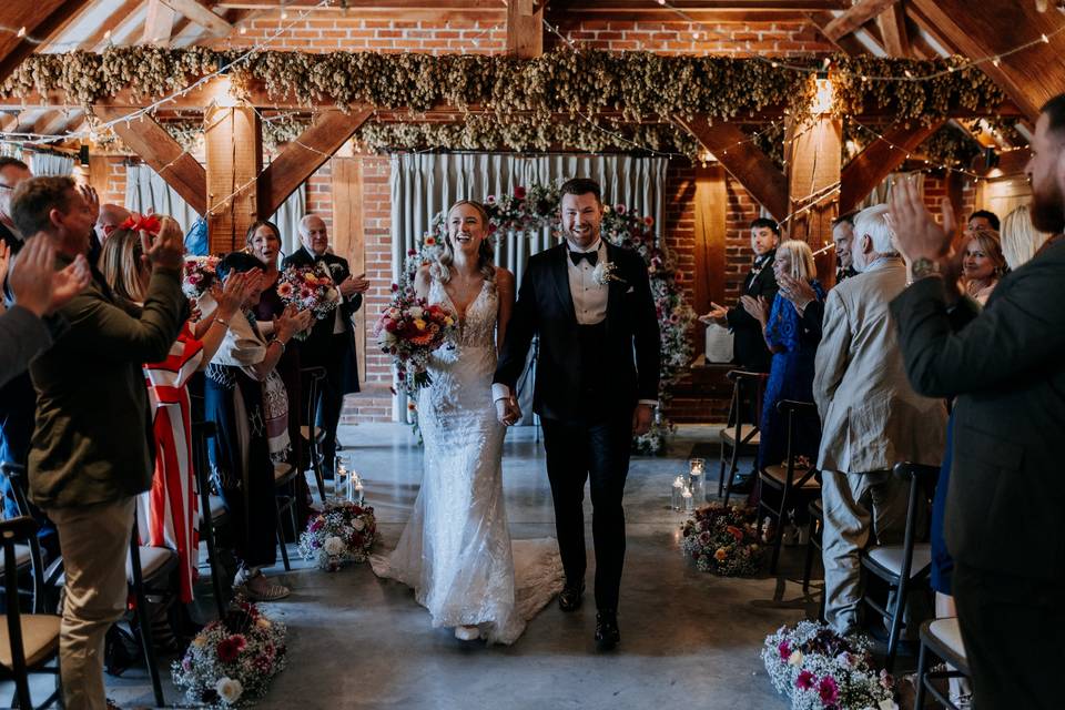 Barn wedding ceremony Kent