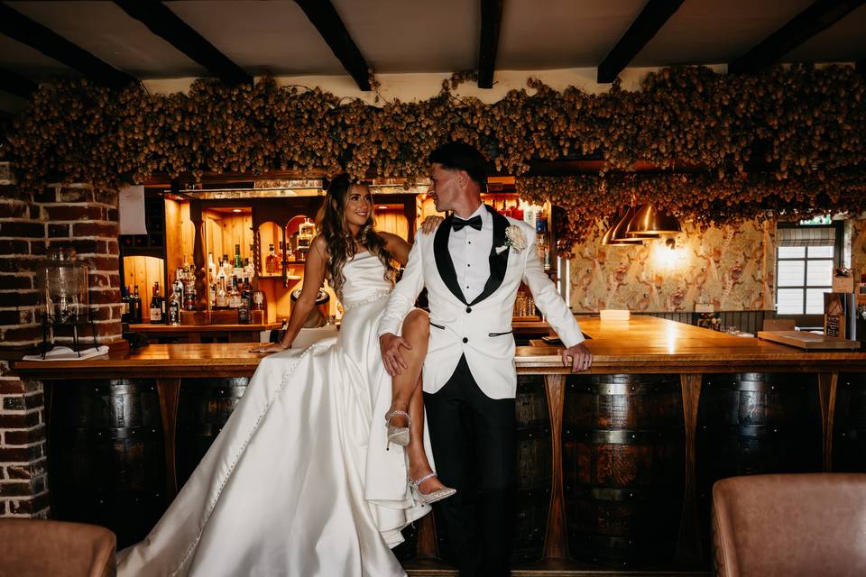 Private pub wedding couple