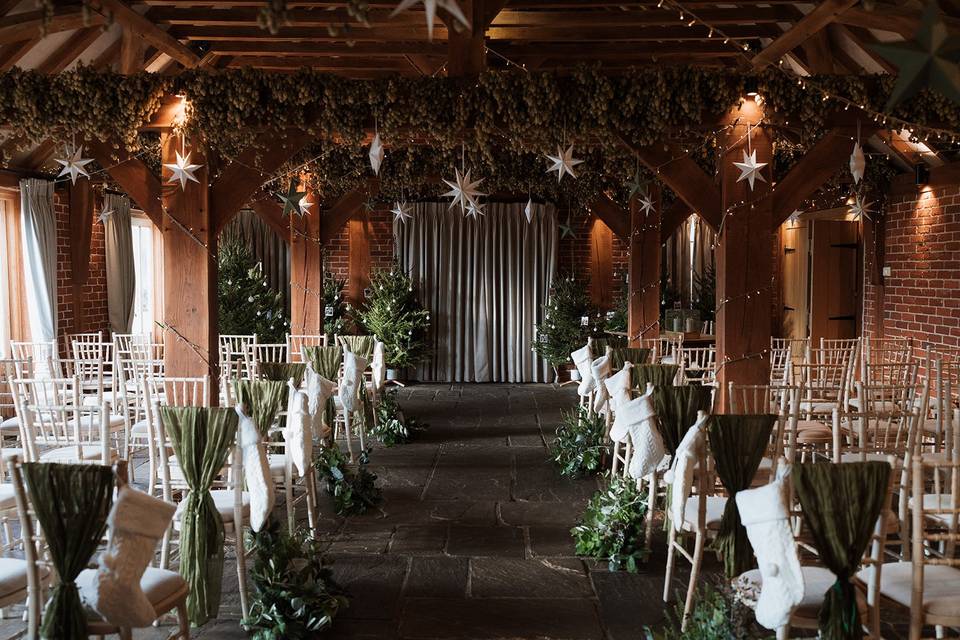 Winter Hop Barn ceremony