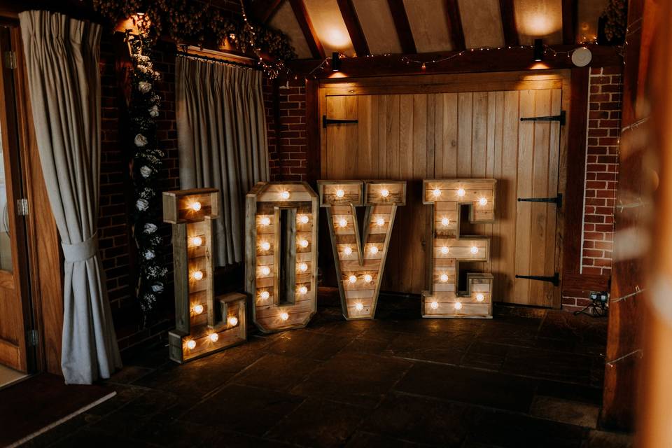 Our wooden LOVE lights