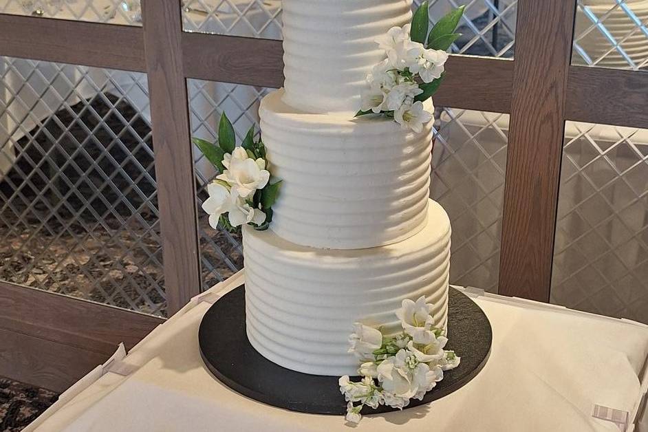 Bright white textured cake