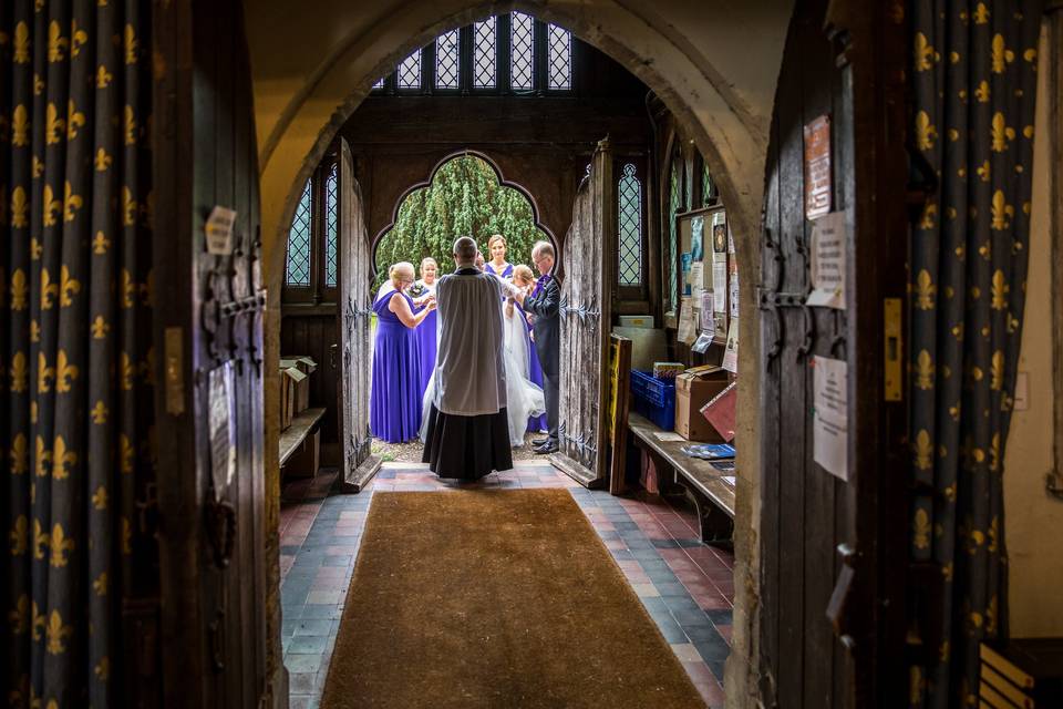 Bridal party about to enter.