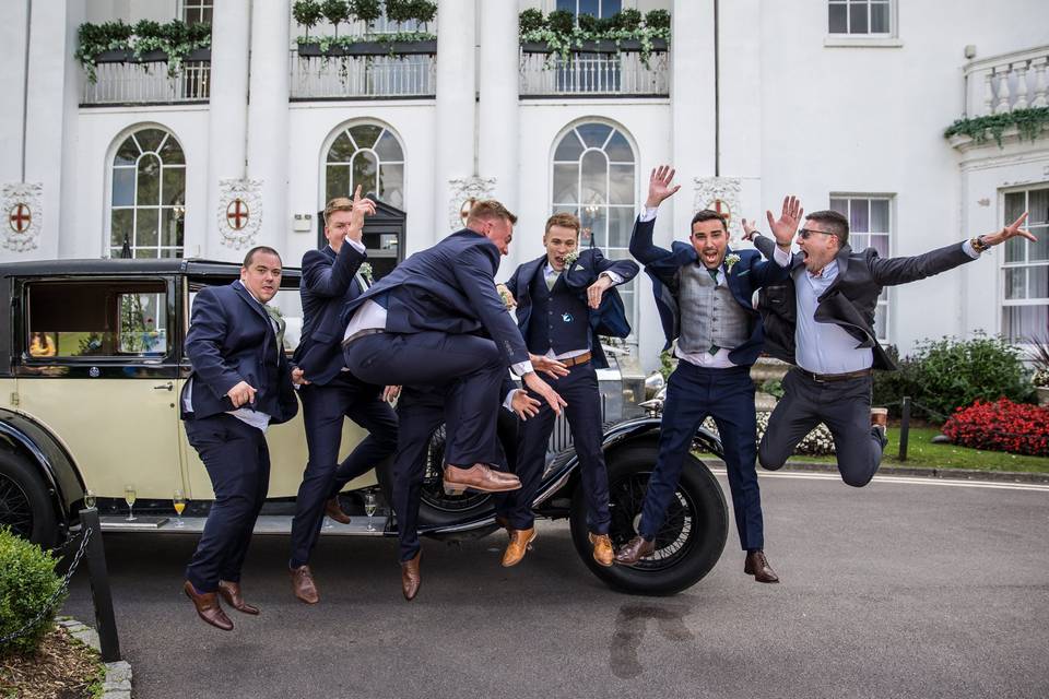 The groomsmen celebrate