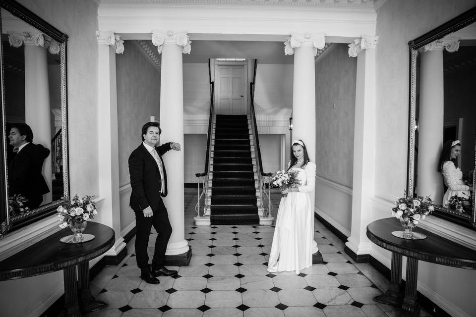 Bride & Groom with ducks.