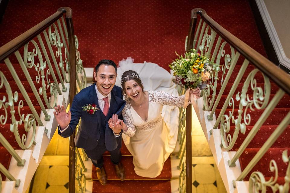 Happy smiles on the stairs