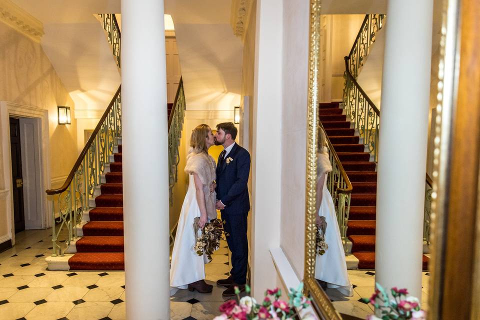 First kiss by the stairs