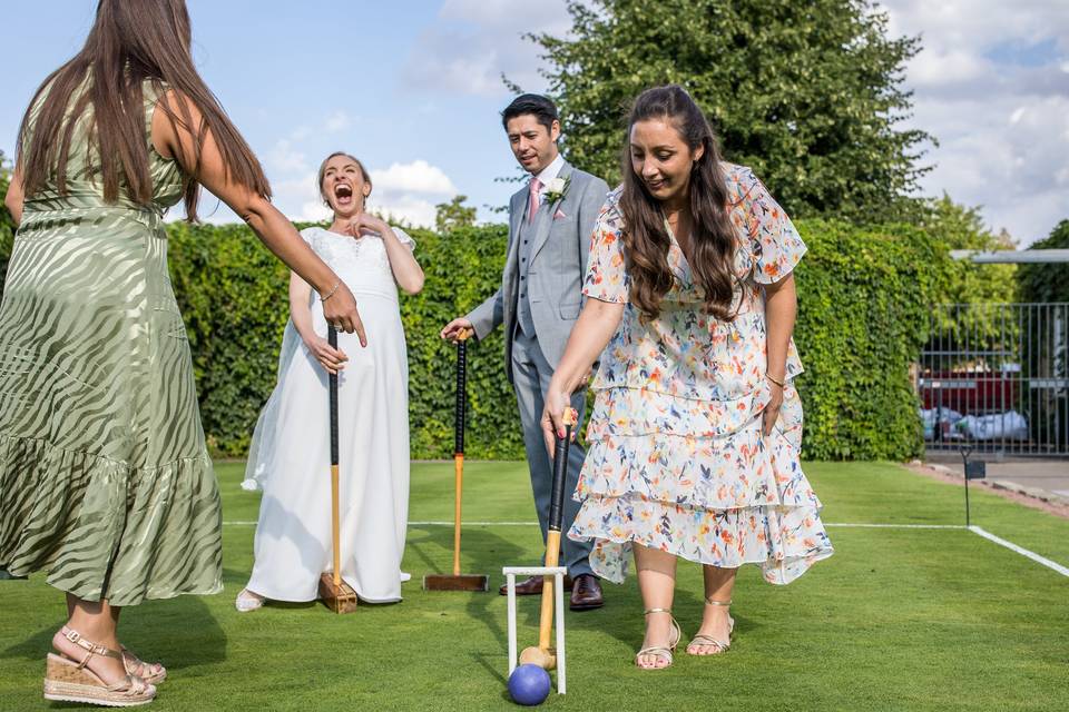 Wedding games, with croquet