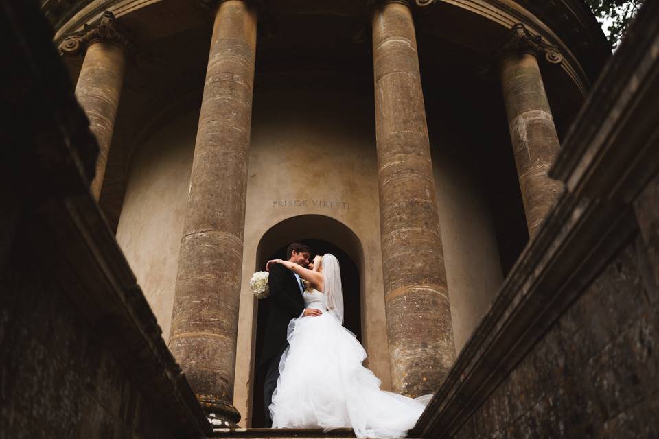 Wide angle shot of couple