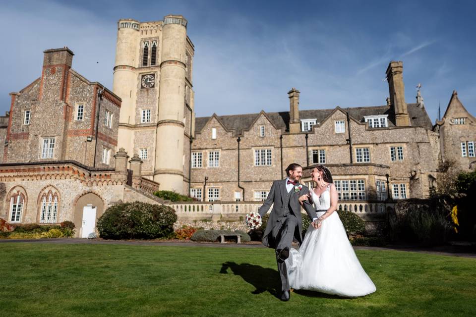 Couple in front of venue