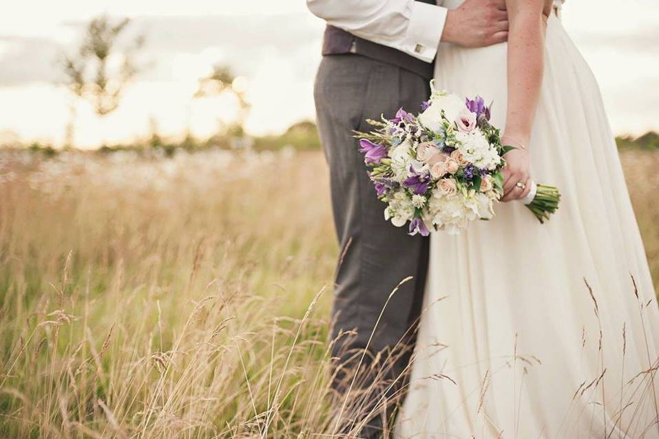 Holding the bouquet