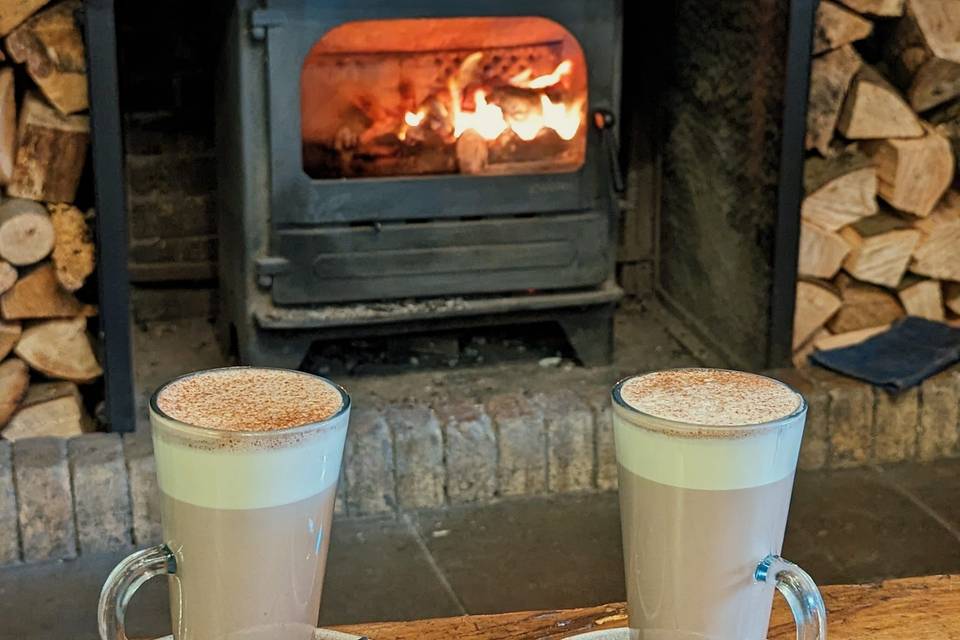 Hot chocolate by the fire