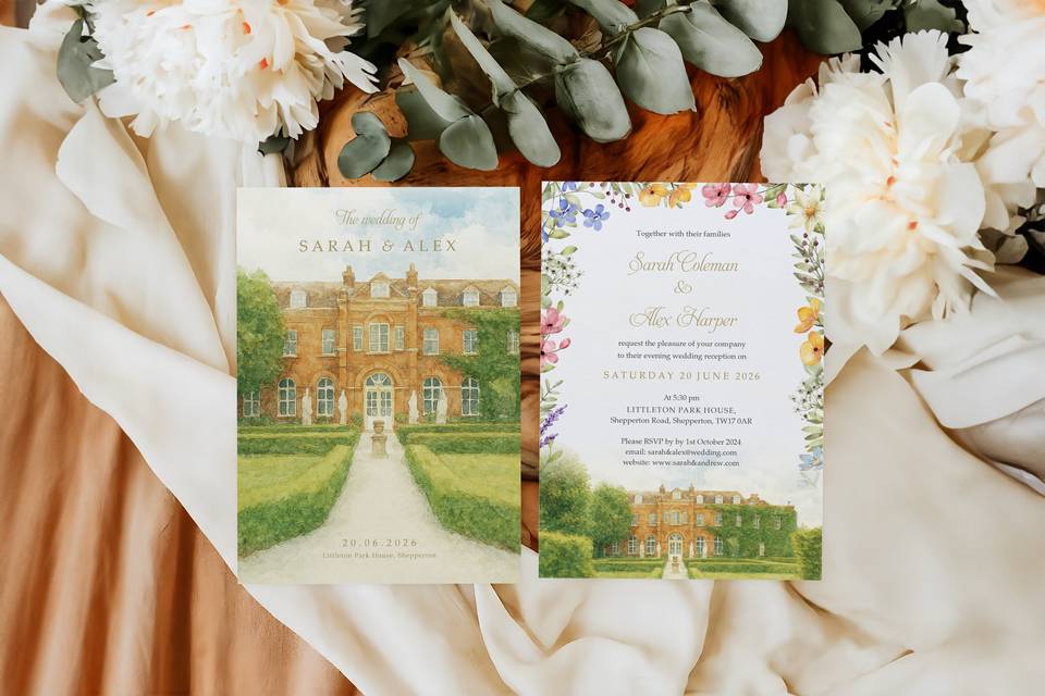 Garden floral wedding invites