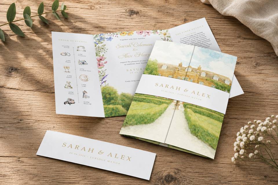 Garden floral wedding invites