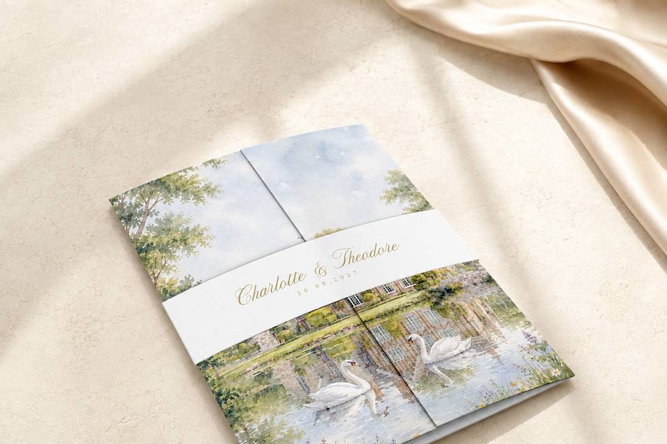 Watercolour wedding invitation