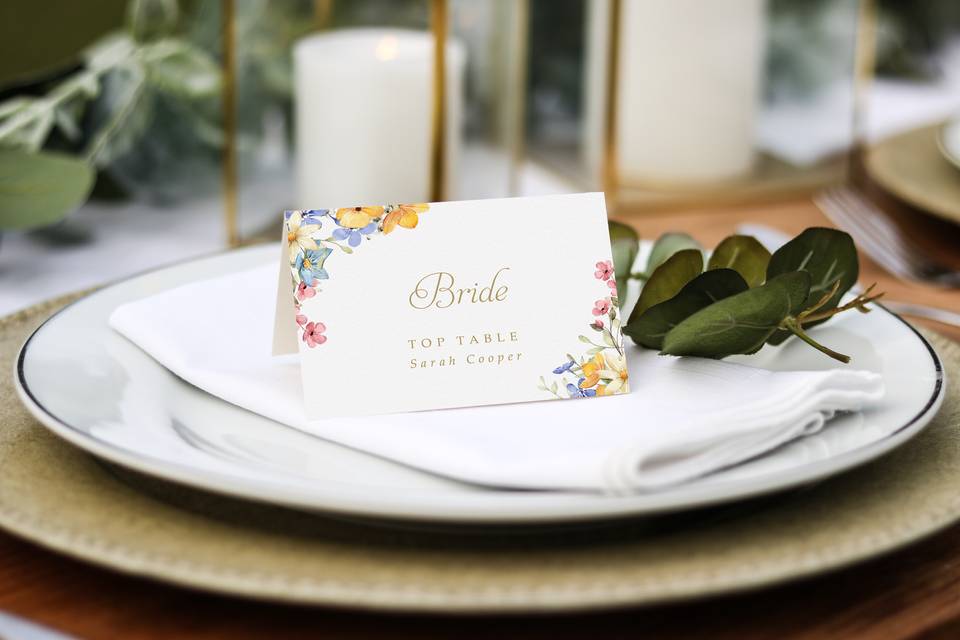 Garden floral place cards