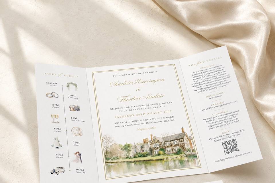 Watercolour wedding invitation