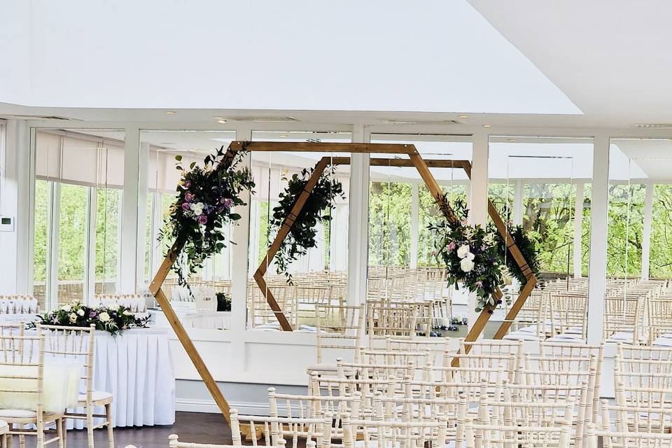 Hexagonal flower arch