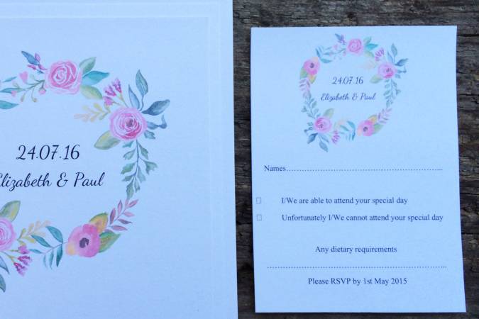 Watercolour posy invite