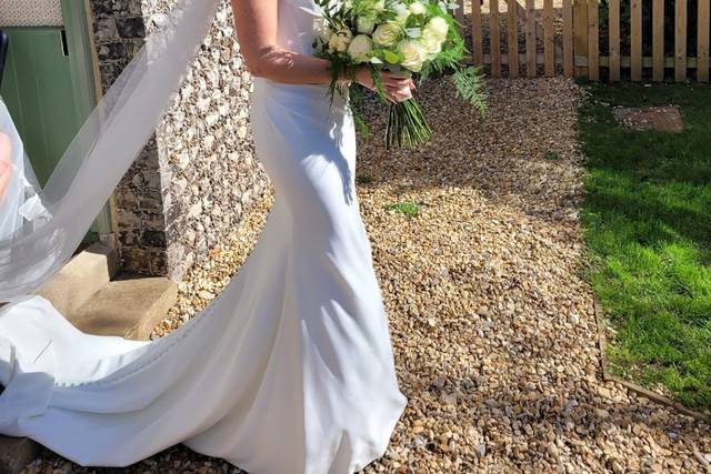 White & green bridal bouquet