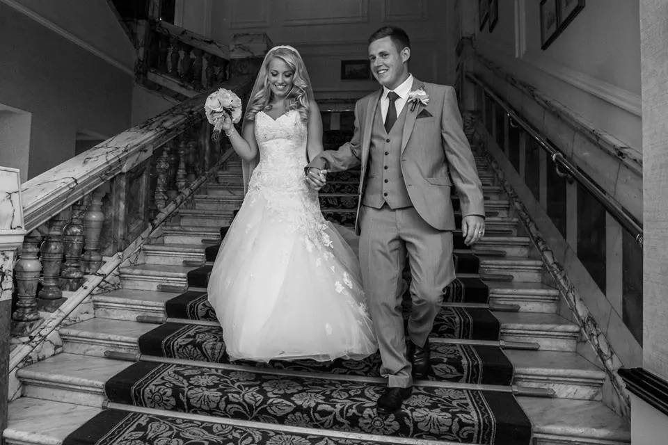 Bride & Groom on the Grand Staircase