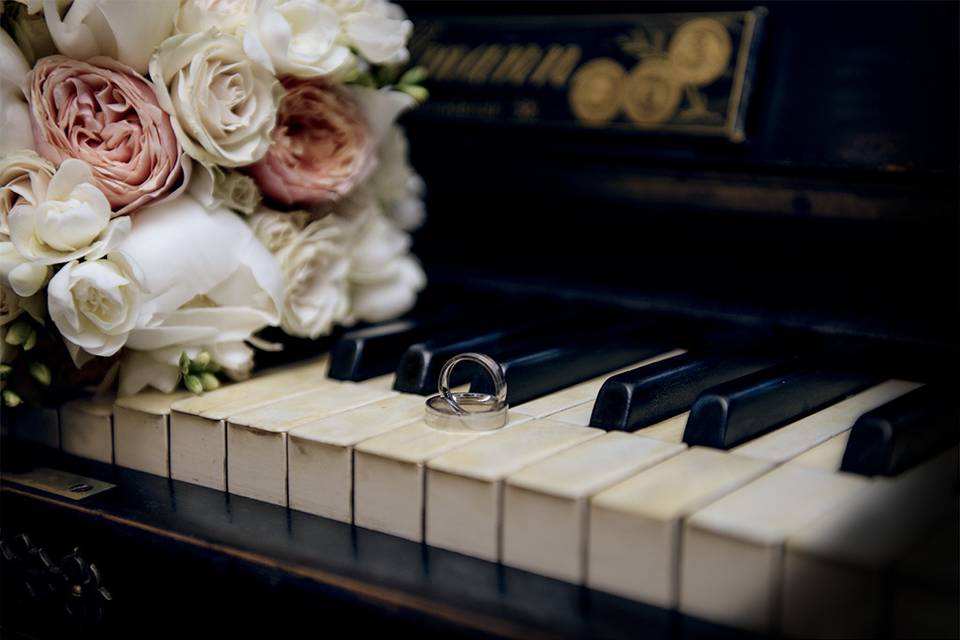 Wedding rings on piano