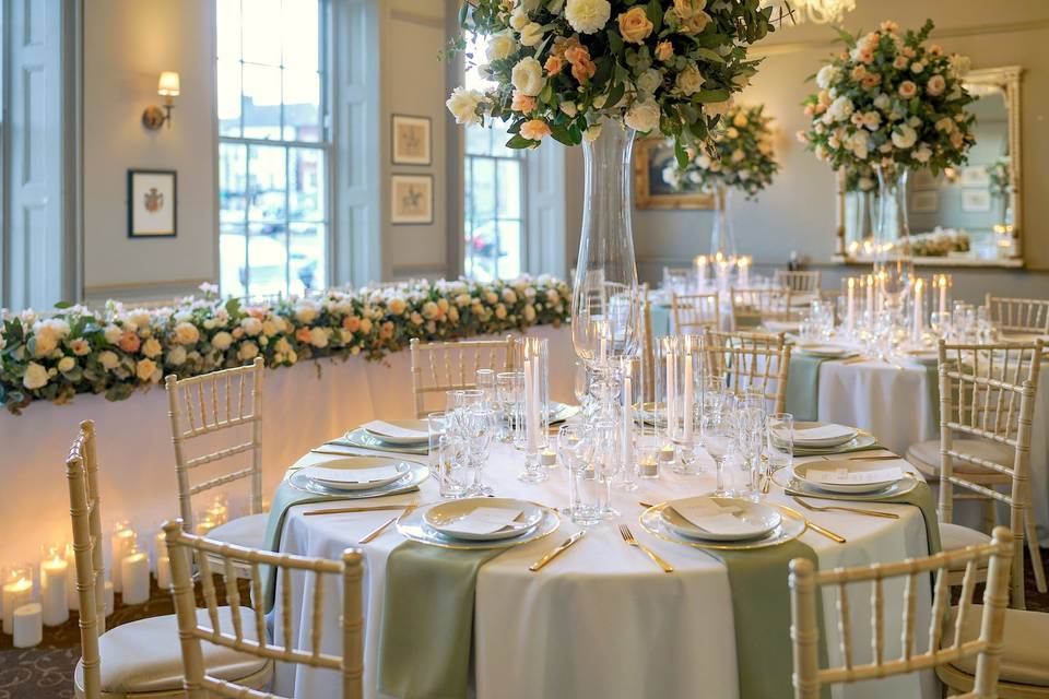 Sage and peach decor