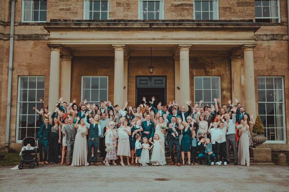 Newlyweds and their wedding guests