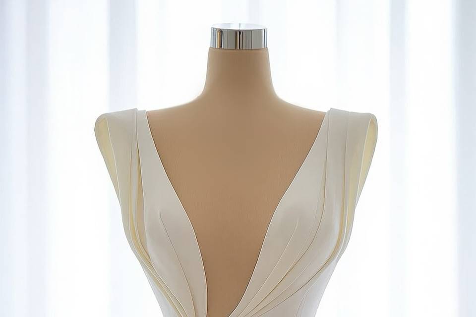 Deep V Neck Wedding Dress