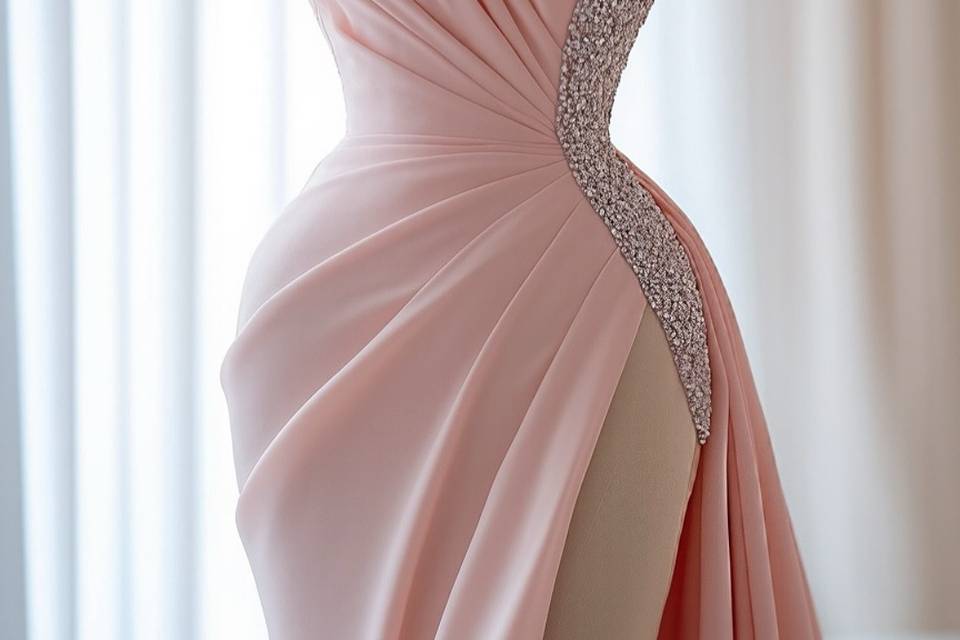 One Shoulder Pink Dress