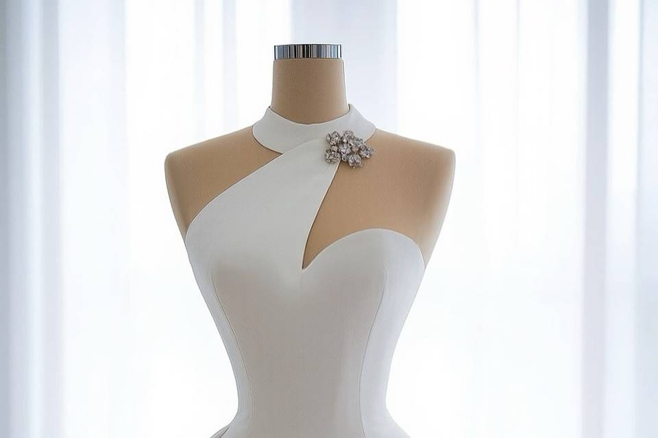 White Halter Gown