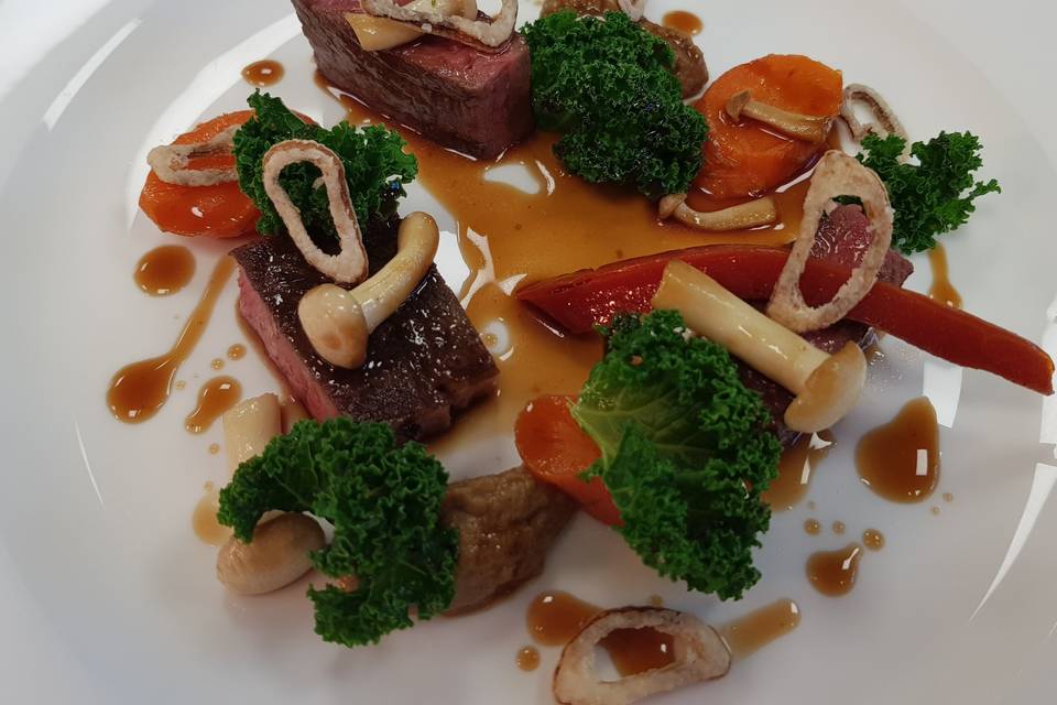 Beef steak and wild mushroom