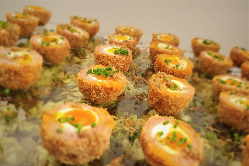 Quail scotch egg canape