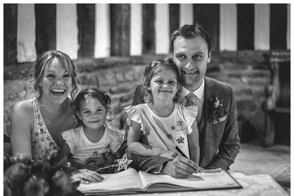 Bride and Groom Signing