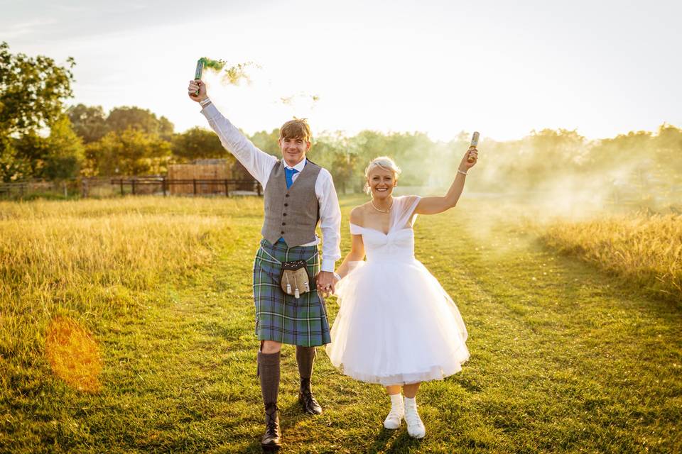 Corseted white tulle gown