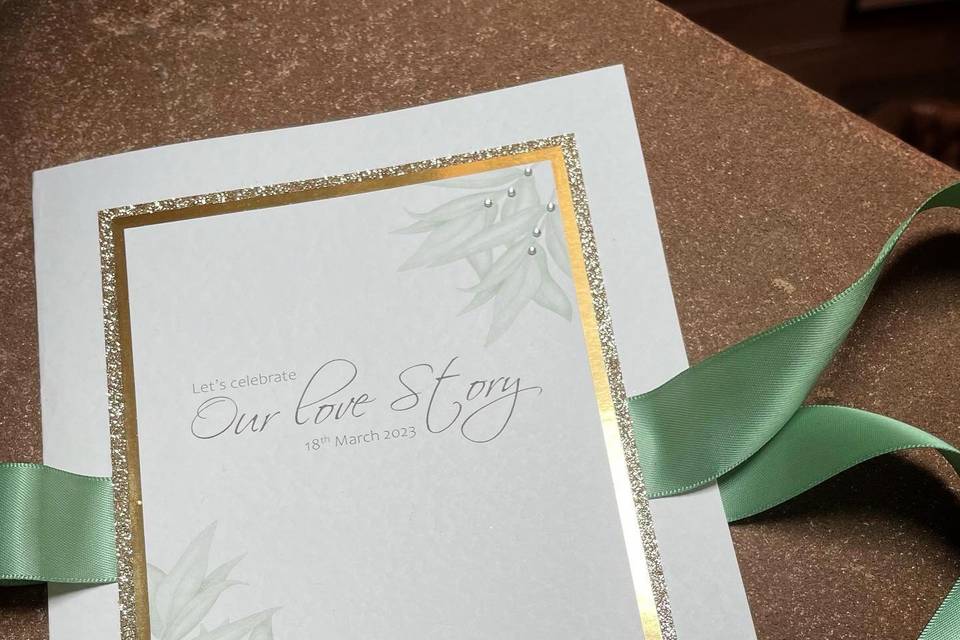 Sage green wedding invitation