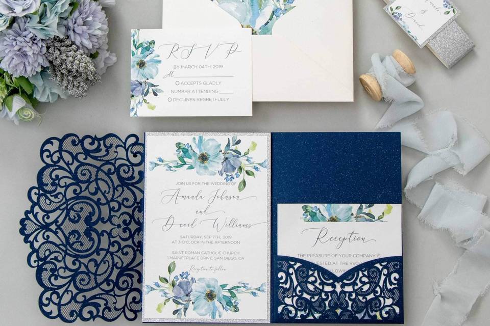 Navy Pocket Invitation