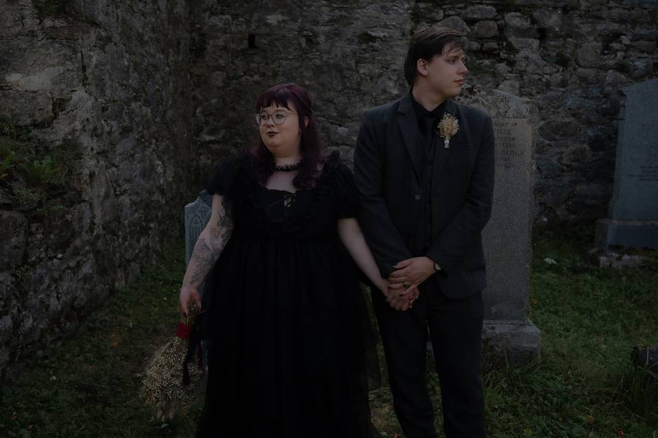 Ivy & Danny's gothic elopement