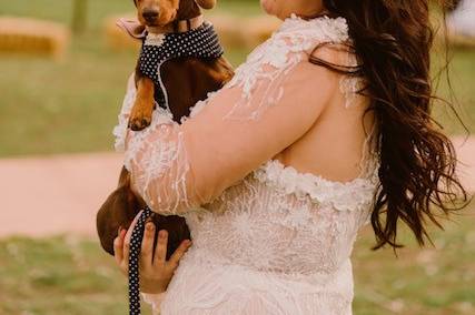 Bride with furry baby