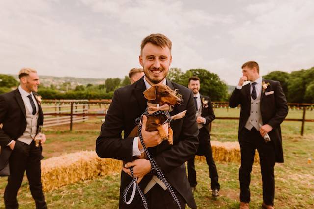 Groom with his furry baby