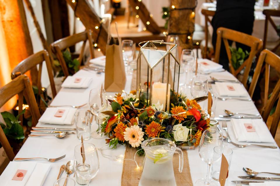 Posy lantern table arrangement