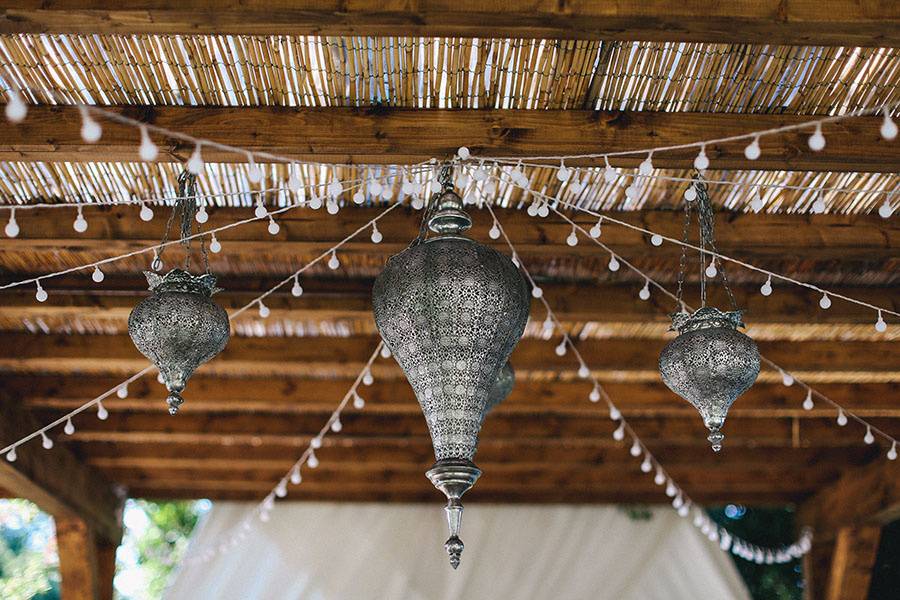 Chandeliers and string lights