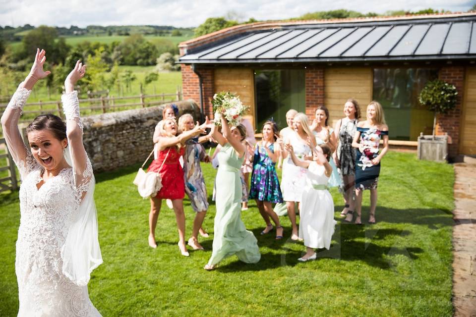 Tossing the bouquet