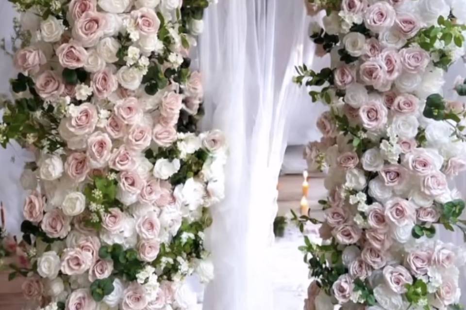 Dusky pink and white florals