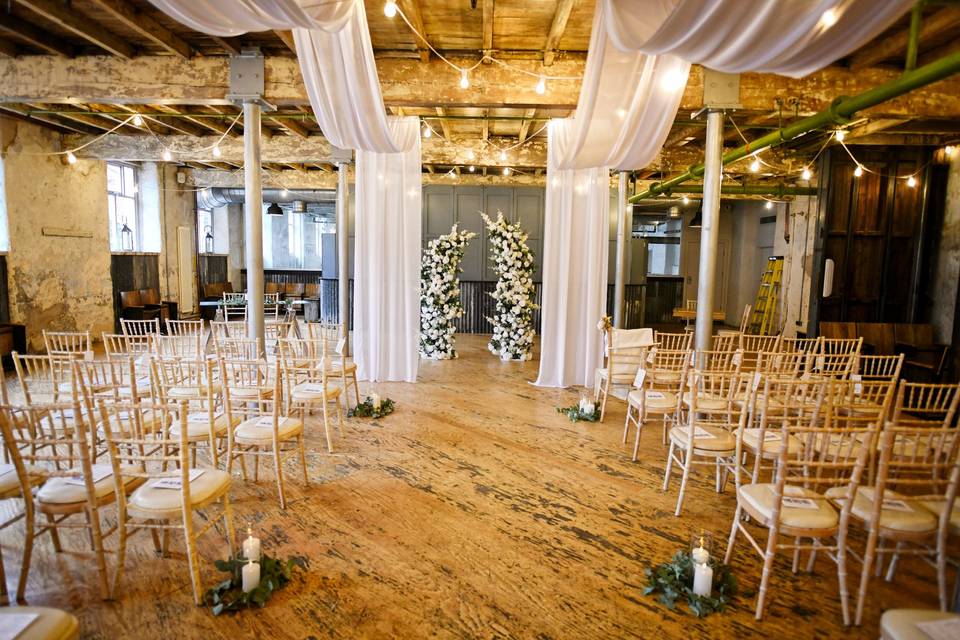 Holmes Mill wedding draping